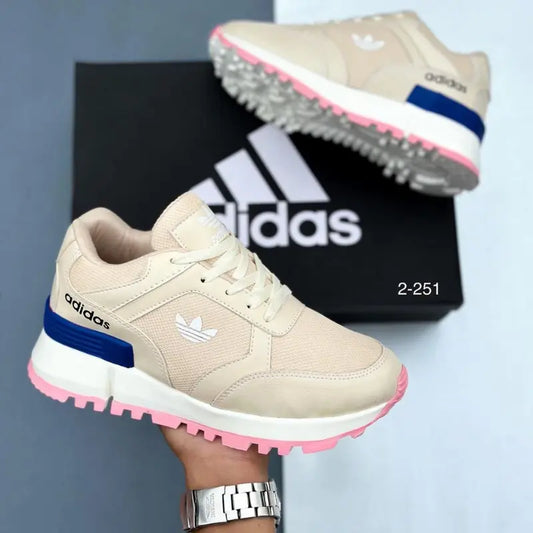 Tenis Adidas Trebol Beige Diseño Femenino